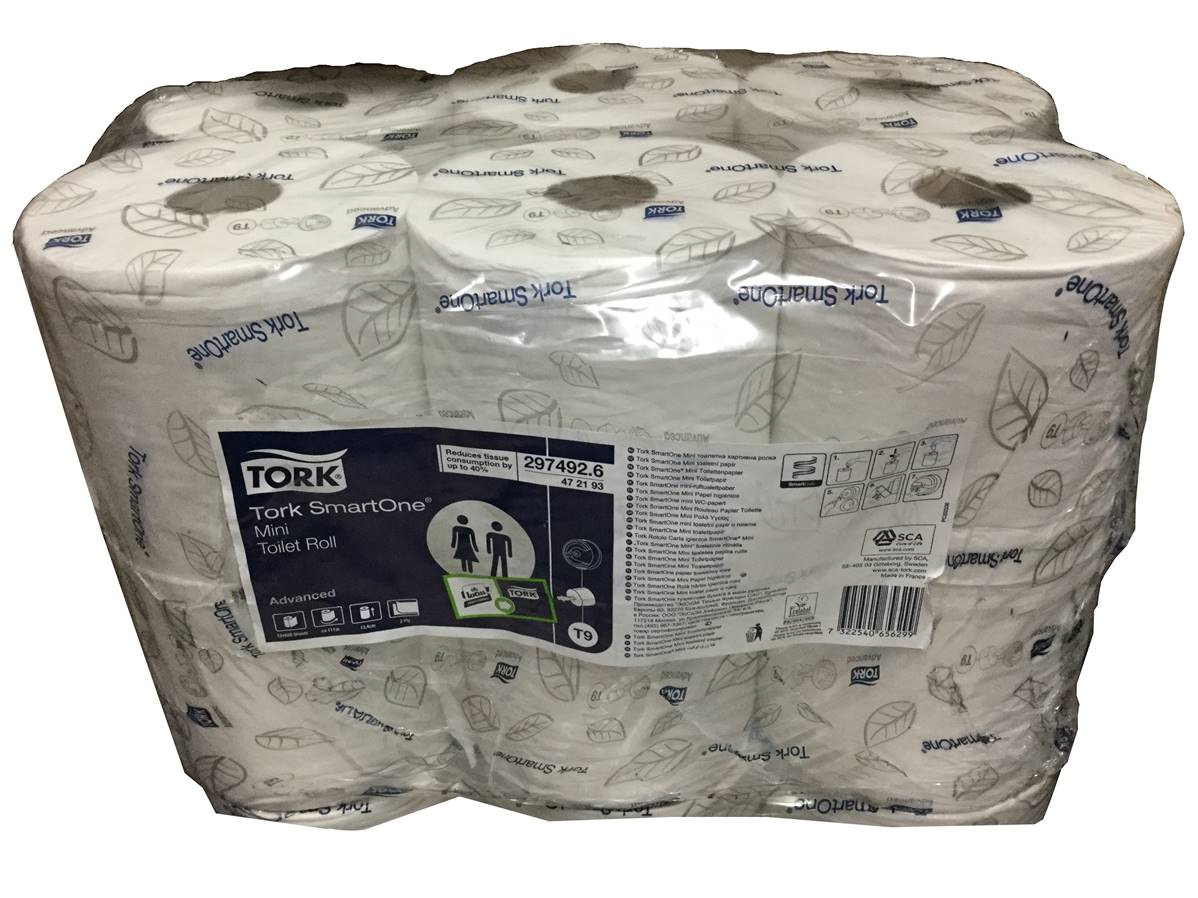 TORK Lot de 12 rouleaux Papier toilette Mini Advanced 2 plis 620 feuilles  Ecolabel pour distrib SmartOne