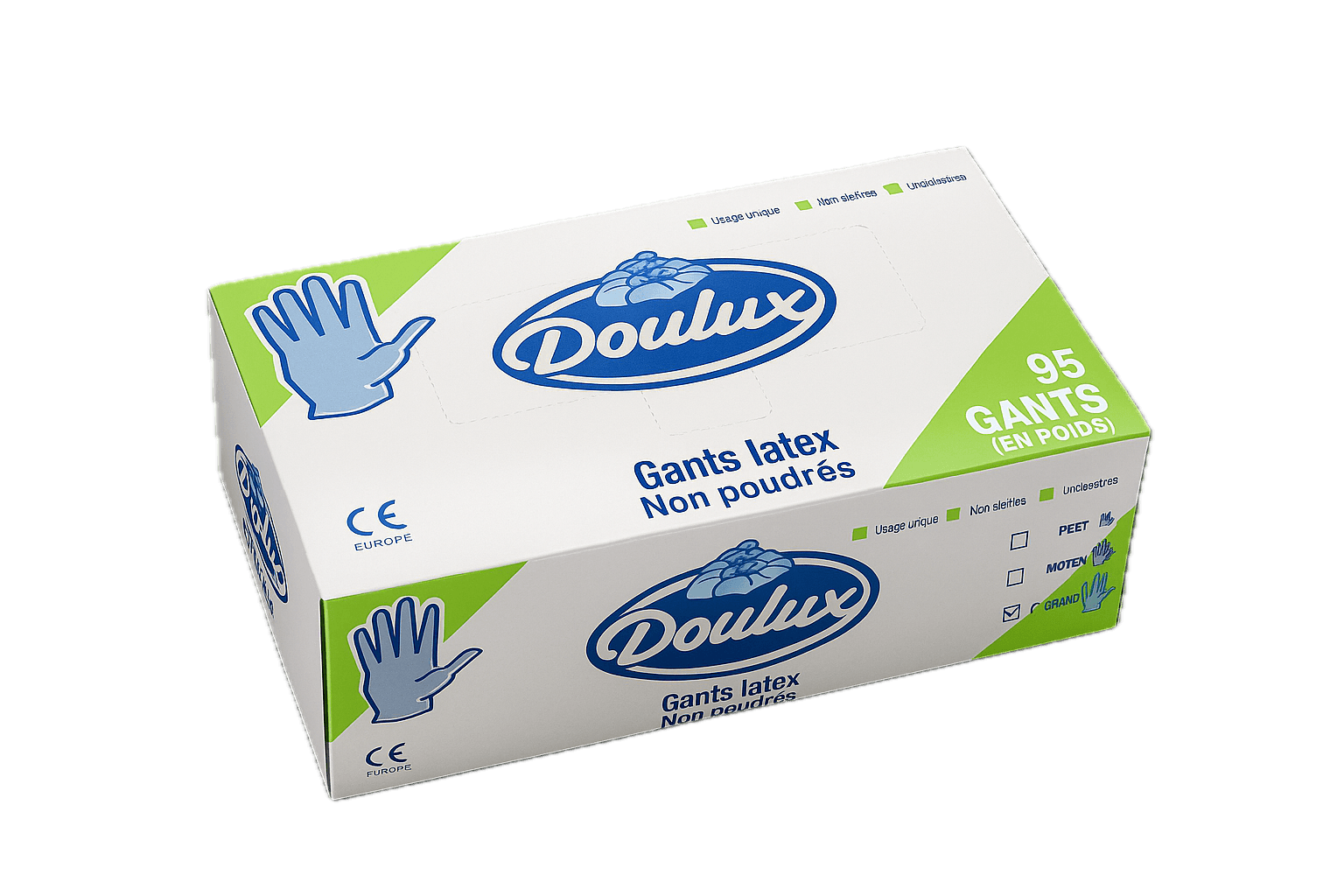Boite De 100 Gants Vinyle Grand Non Poudrés